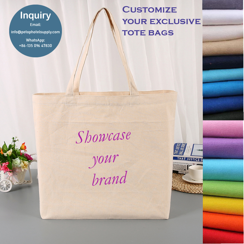 Personalize Reusable Cotton Canvas Shopping Bags Petop Hotel Supply
